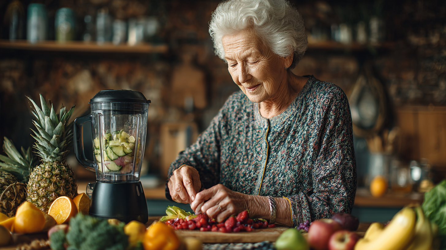 Senior savurând o masă sănătoasă